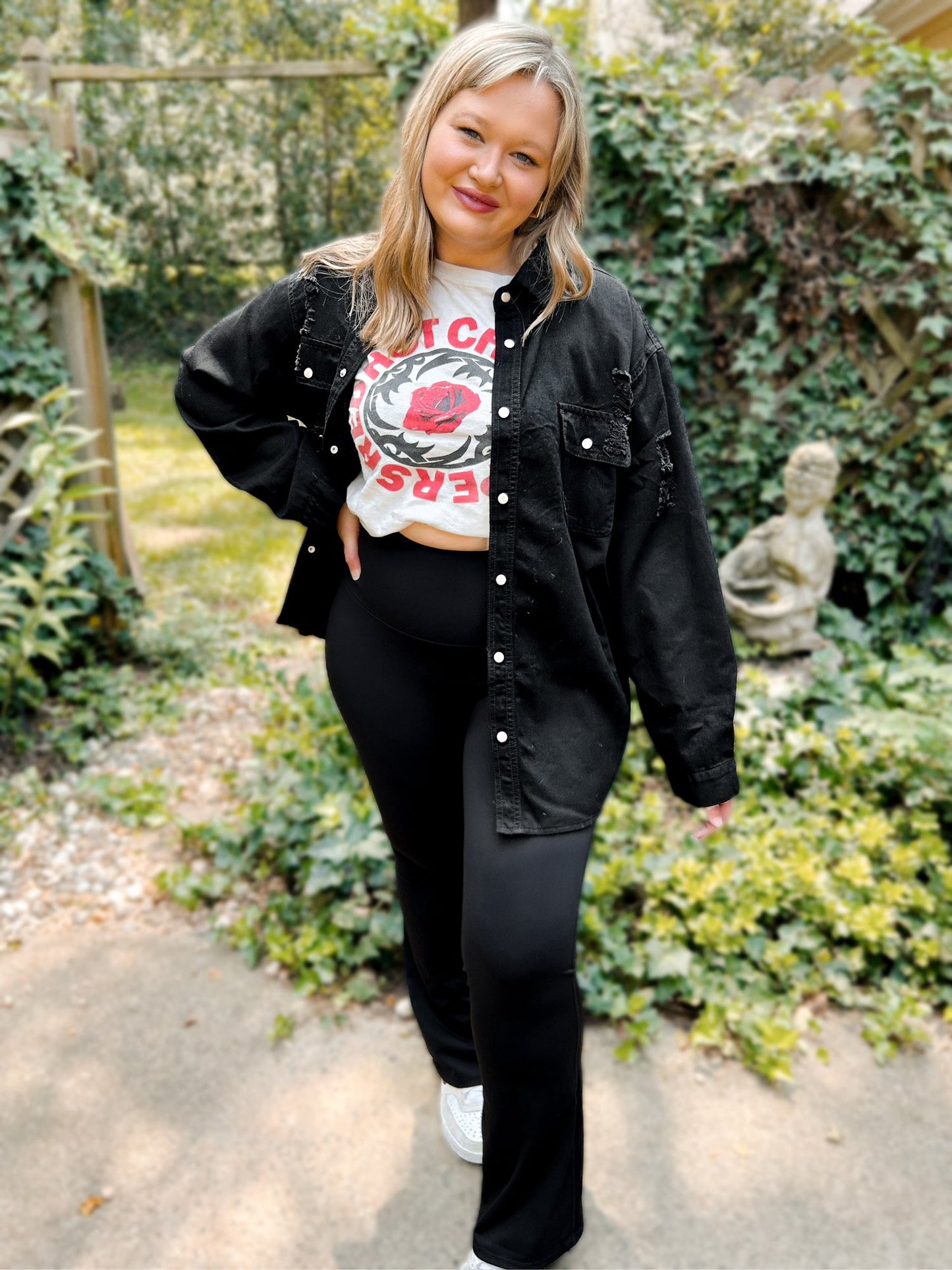 Delaney Distressed Denim Shacket - Girl Code Couture