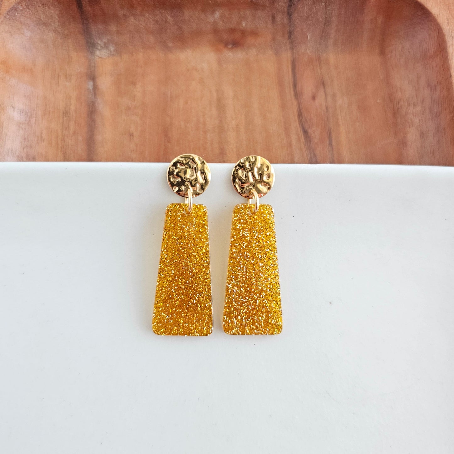 Mia Mini Earrings - Yellow Gold Glitter