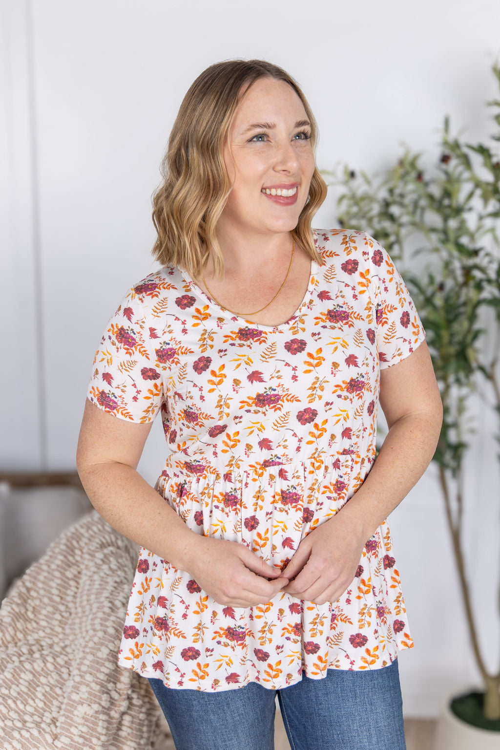 PREBOOK Sarah Ruffle Short Sleeve - Autumn Floral