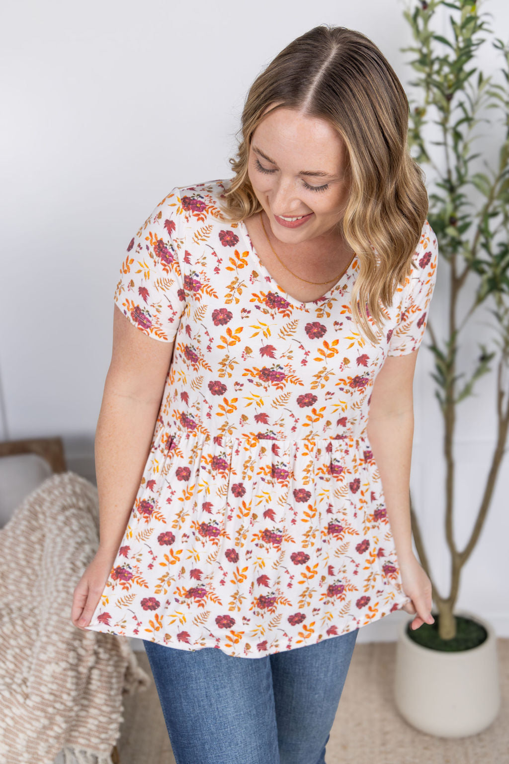 PREBOOK Sarah Ruffle Short Sleeve - Autumn Floral
