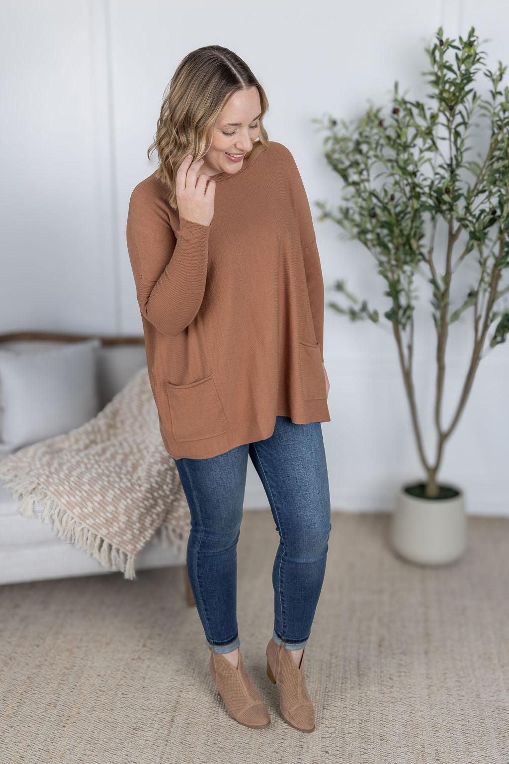 PREBOOK Naomi Pocket Sweater - Latte