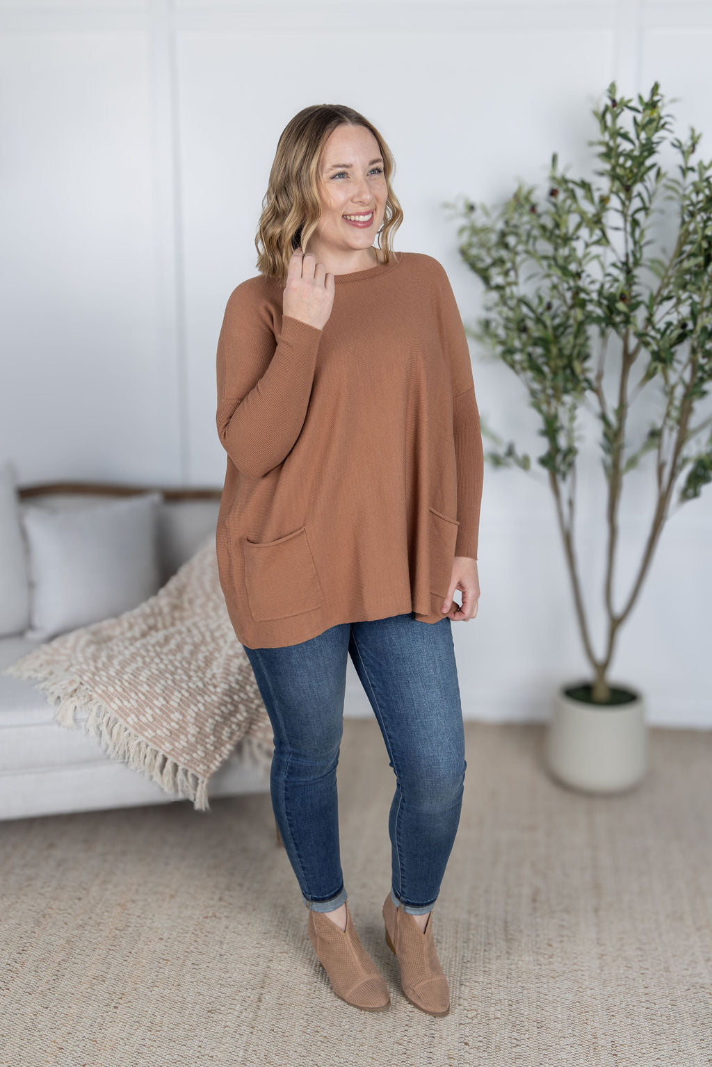PREBOOK Naomi Pocket Sweater - Latte