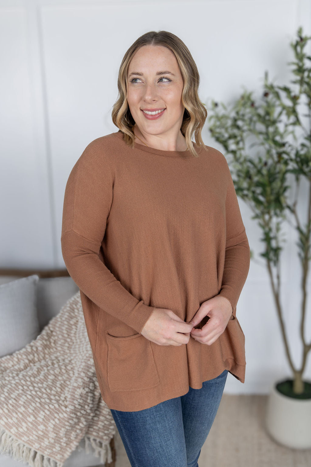 PREBOOK Naomi Pocket Sweater - Latte