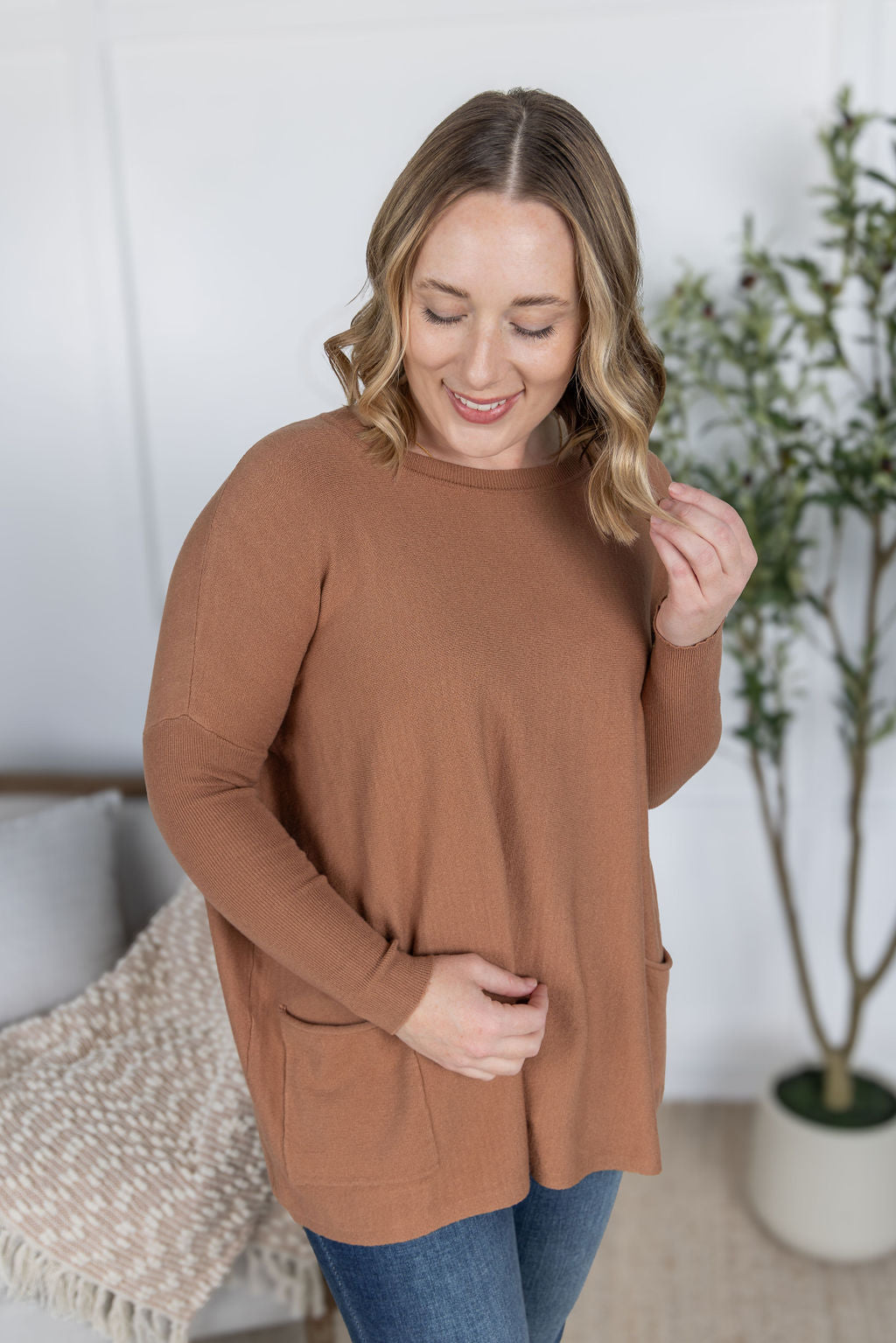PREBOOK Naomi Pocket Sweater - Latte