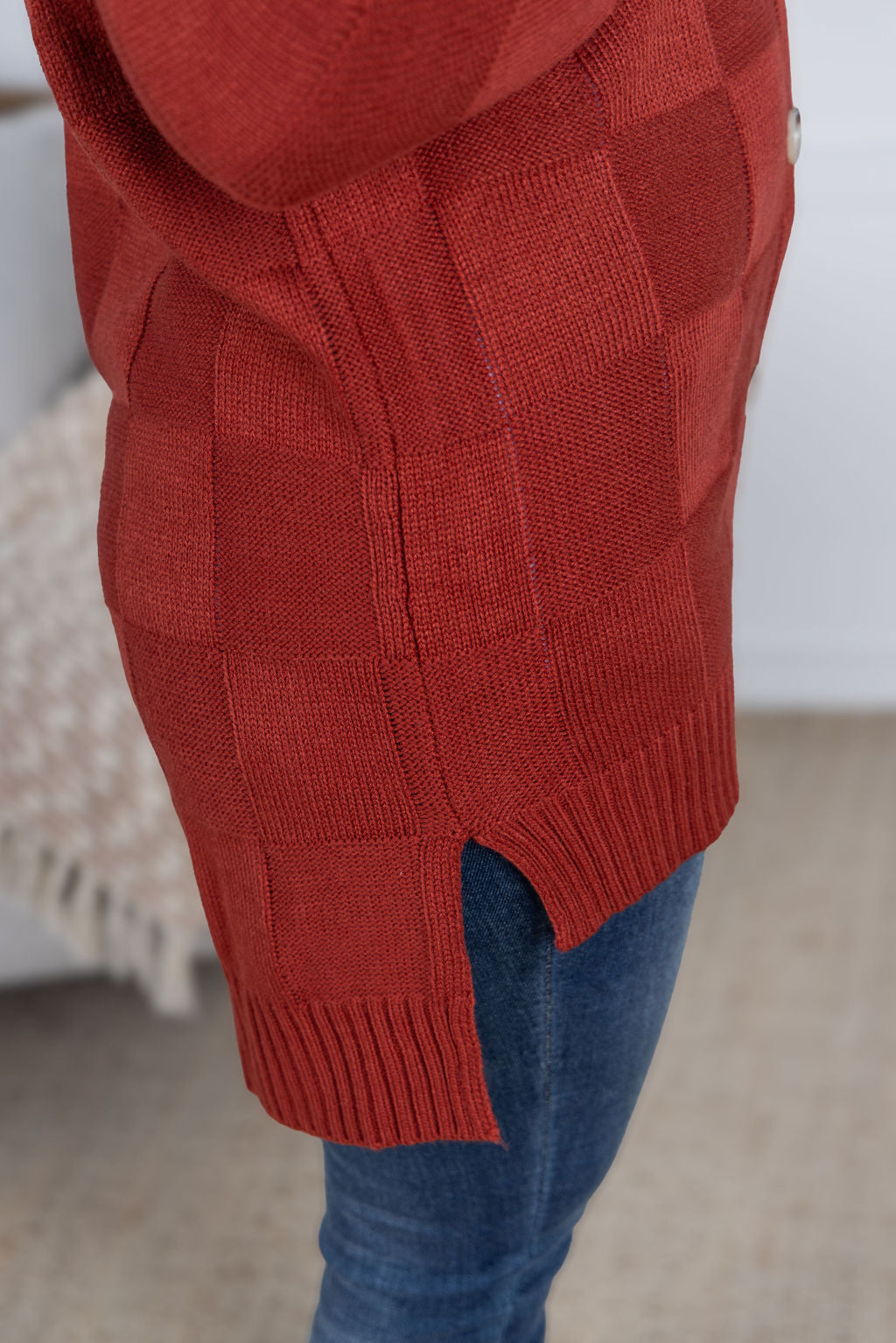 PREBOOK Chelsea Checkered Cardigan - Brick