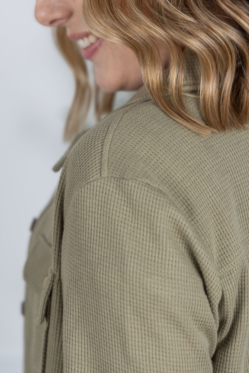 PREBOOK Thermal Knit Button Top - Light Olive