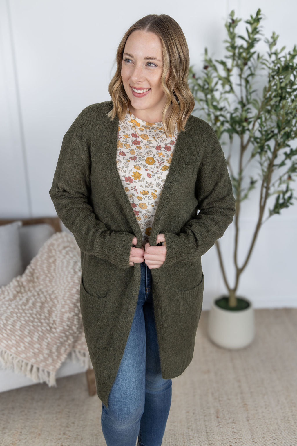PREBOOK Madison Cozy Cardigan - Dark Olive