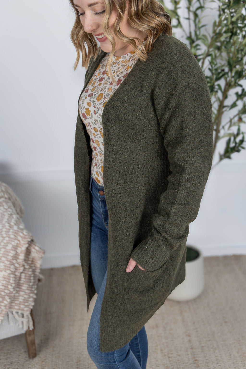 PREBOOK Madison Cozy Cardigan - Dark Olive