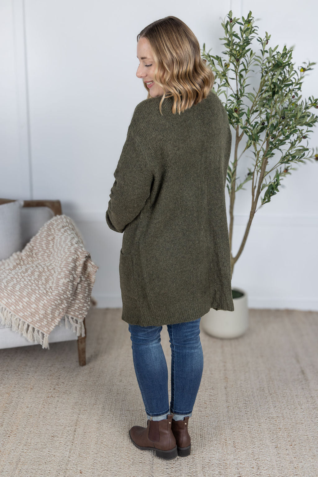 PREBOOK Madison Cozy Cardigan - Dark Olive