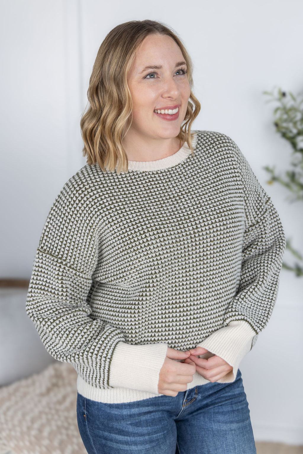 PREBOOK Charlotte Sweater - Olive and Cream