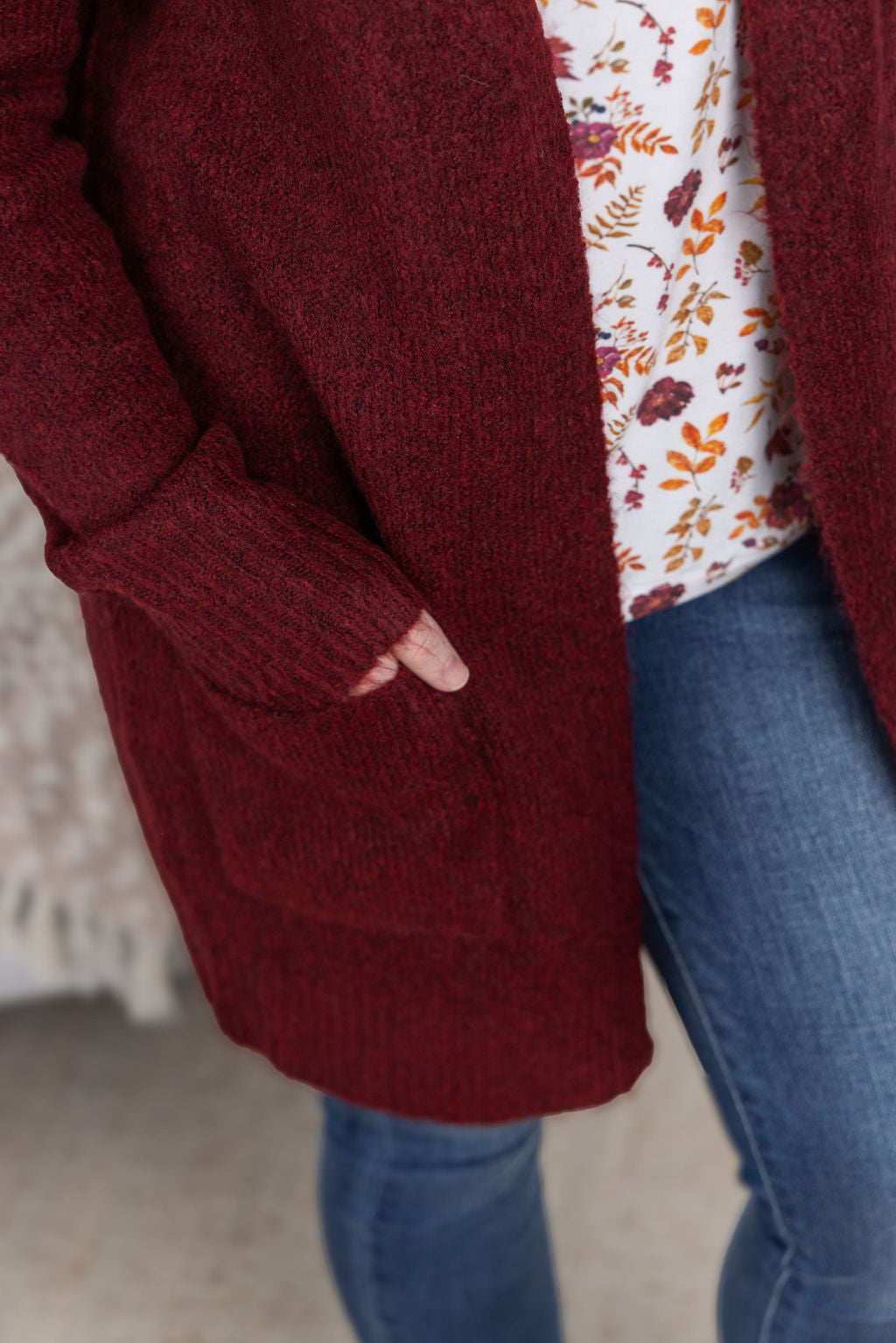 PREBOOK Madison Cozy Cardigan - Burgundy