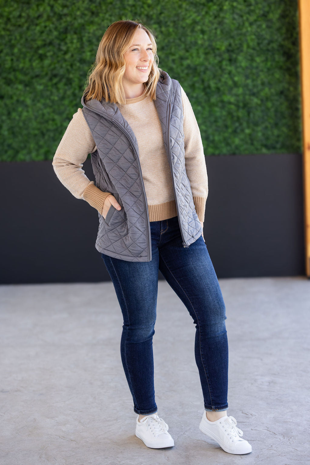 PREBOOK Heather Hooded Vest - Grey