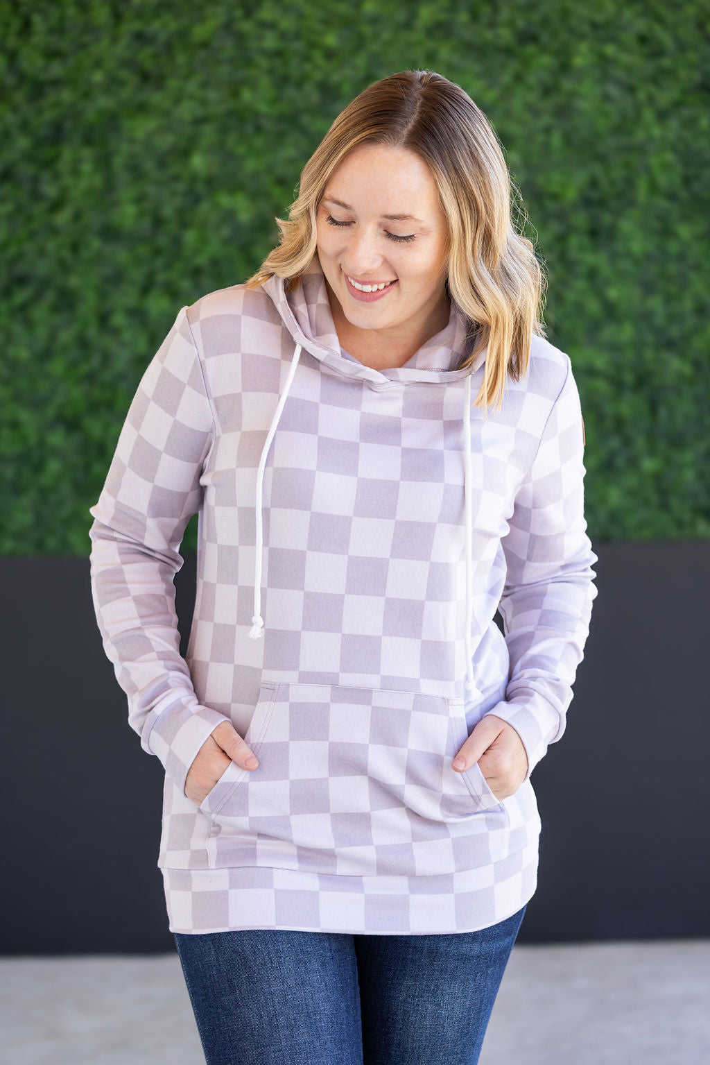 PREBOOK Hailey Pullover Hoodie - Neutral Checkers