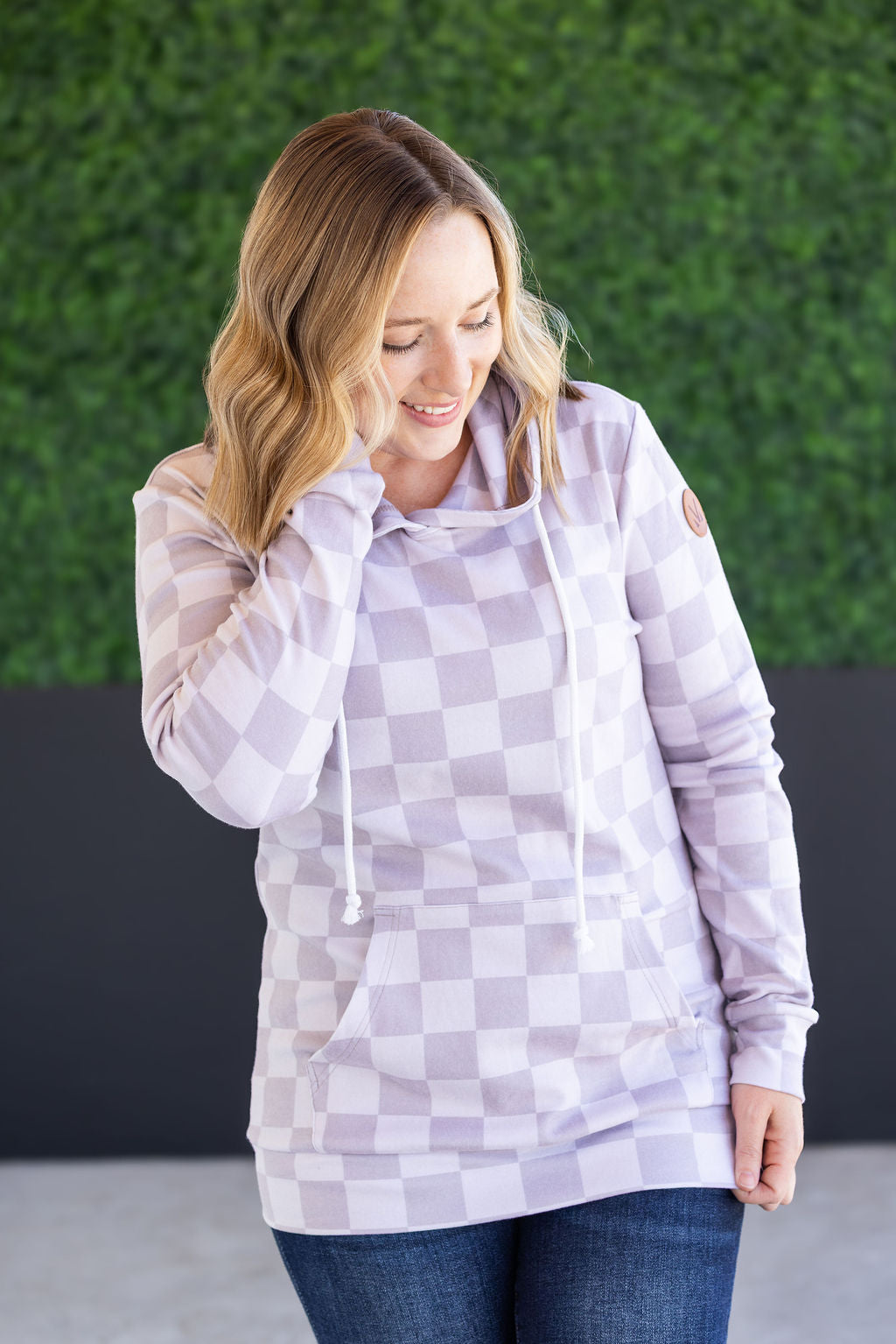 PREBOOK Hailey Pullover Hoodie - Neutral Checkers