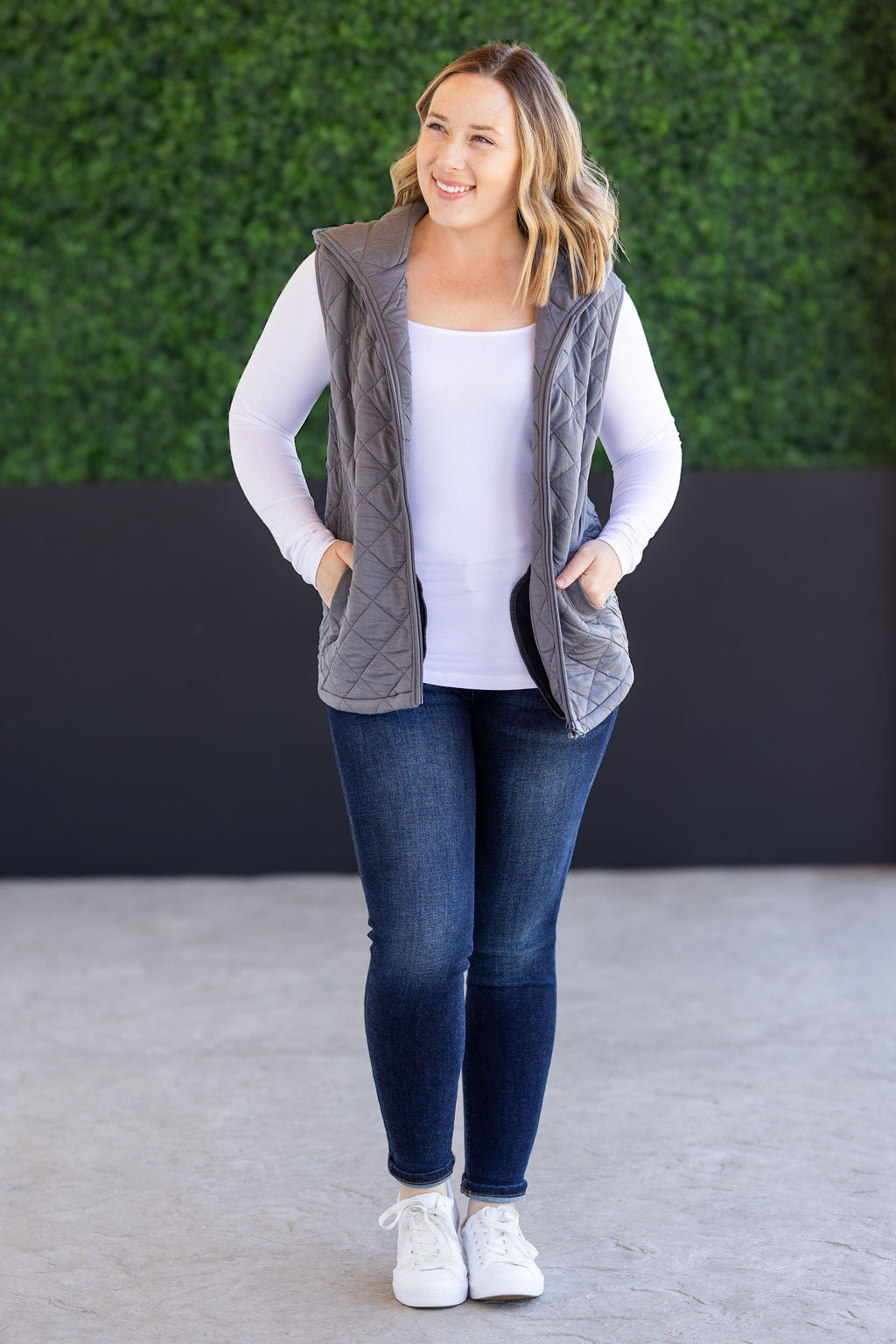PREBOOK Heather Hooded Vest - Grey