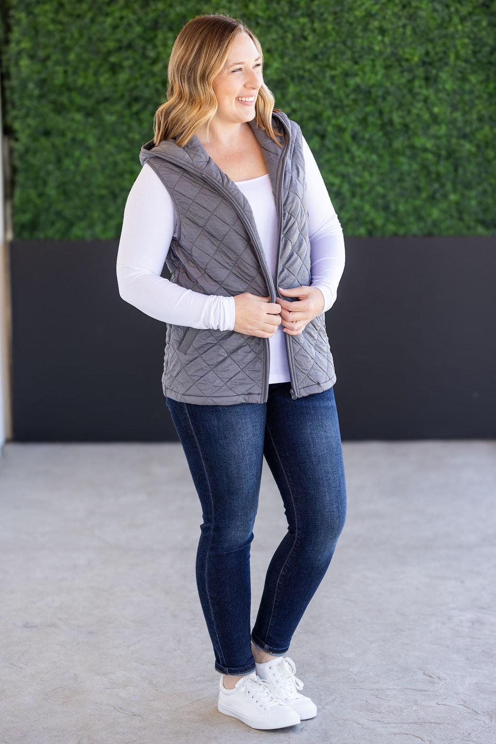 PREBOOK Heather Hooded Vest - Grey