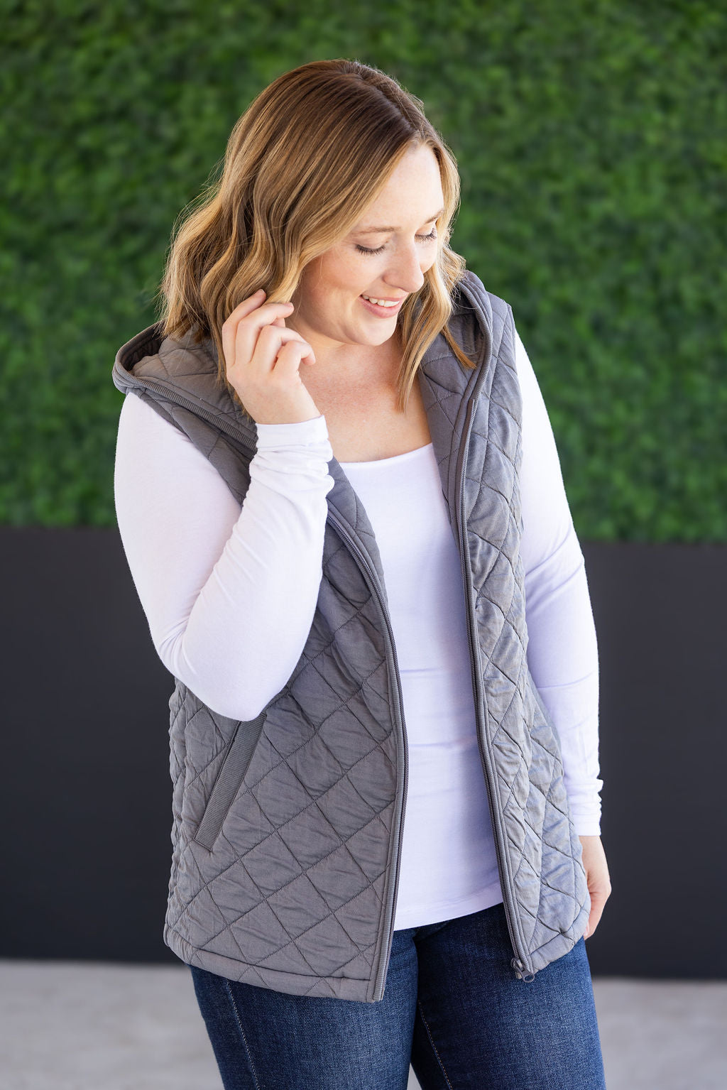 PREBOOK Heather Hooded Vest - Grey