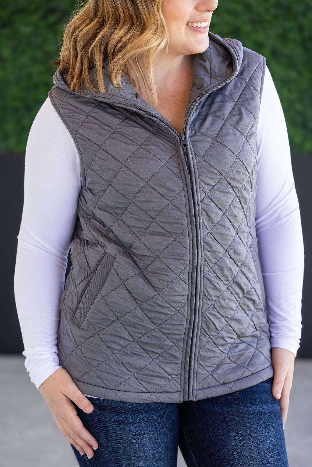 PREBOOK Heather Hooded Vest - Grey