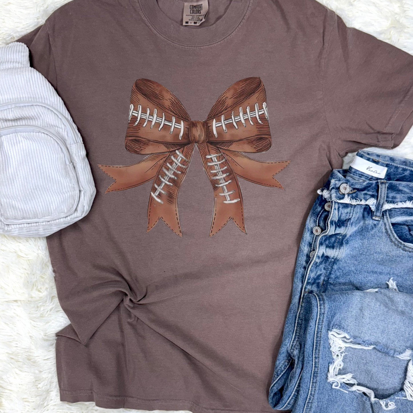 Football Seam Bow Graphic Tee