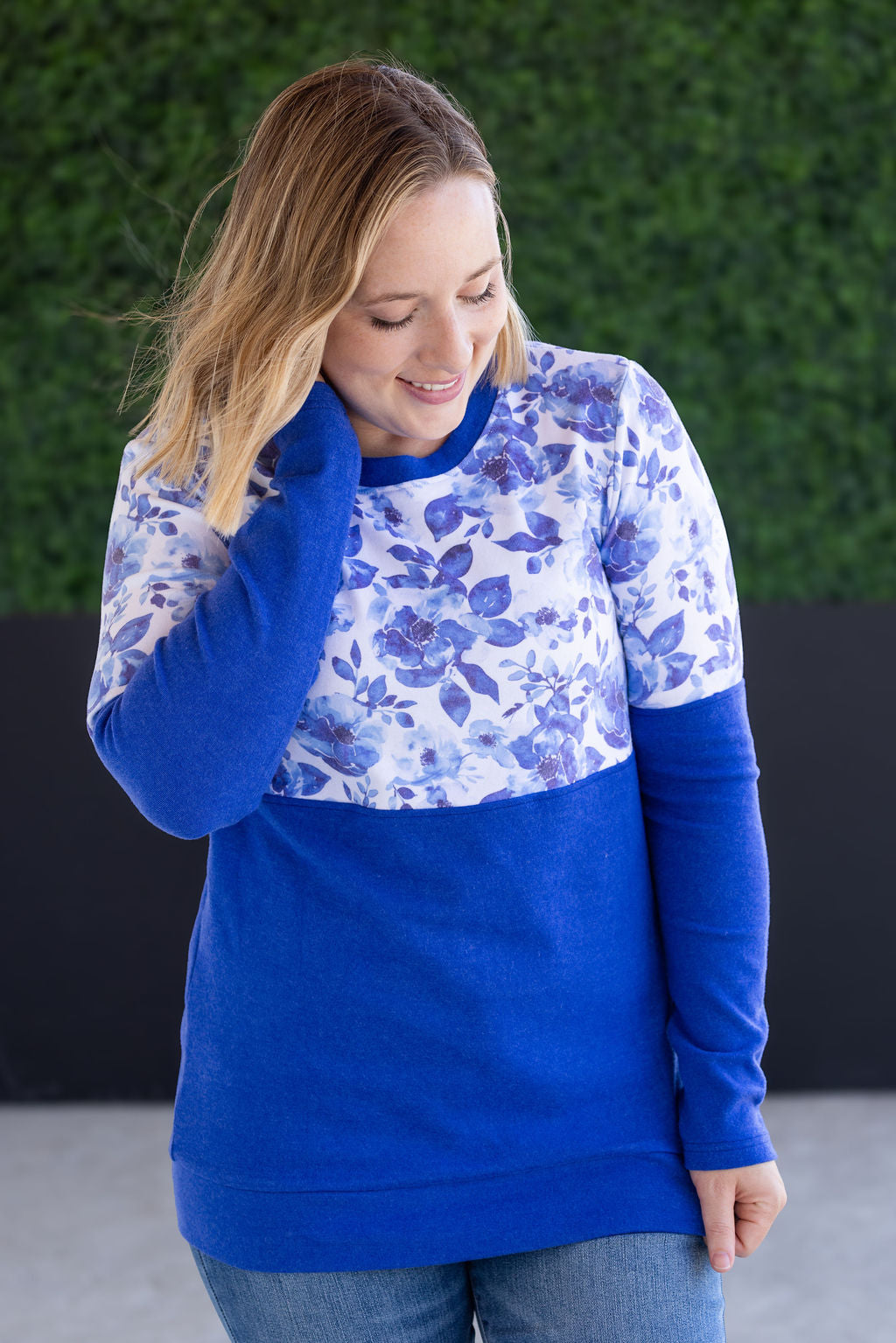 PREBOOK Natalie Pullover - Sapphire Floral and Blue