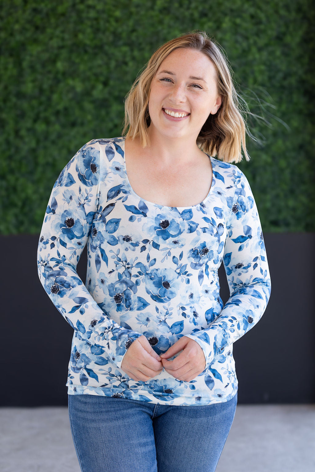PREBOOK Alyssa Long Sleeve Top - Sapphire Floral