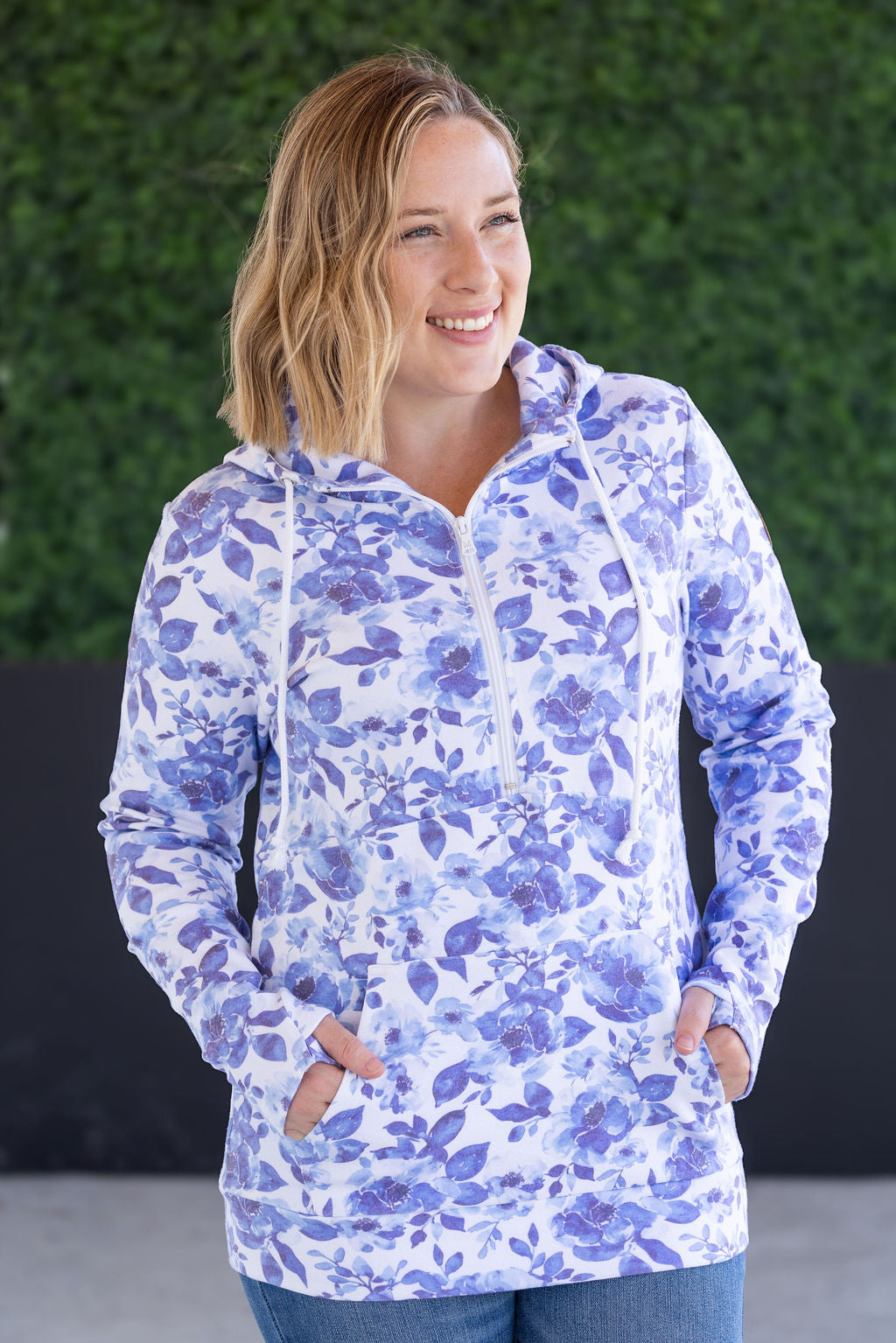 PREBOOK HalfZip Hoodie - Sapphire Floral
