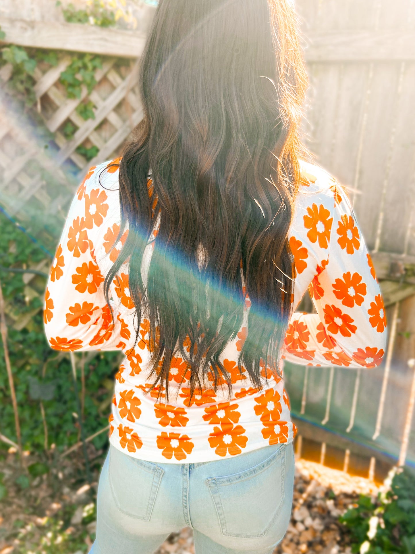 Delia Daisy Print Long Sleeve Top - Girl Code Couture