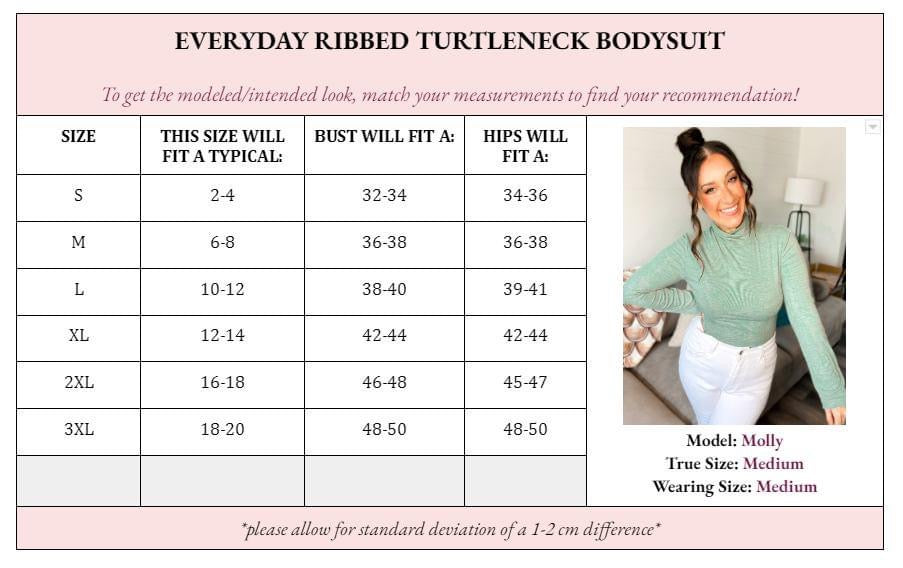 Emily Everyday Ribbed Turtleneck Bodysuit - Girl Code Couture
