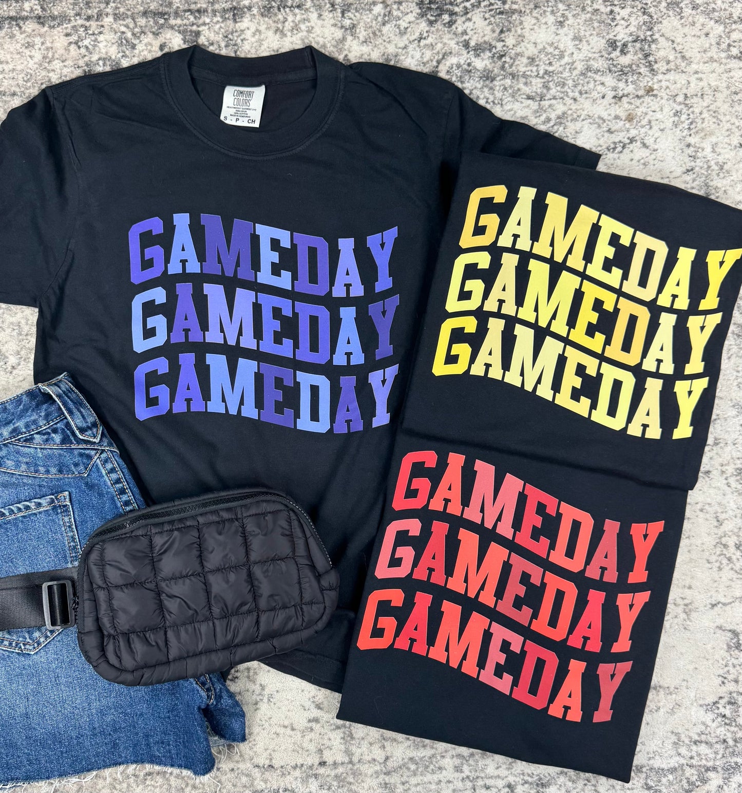 Gameday Wave Custom Graphic Tees - BLACK OR GREY TEE
