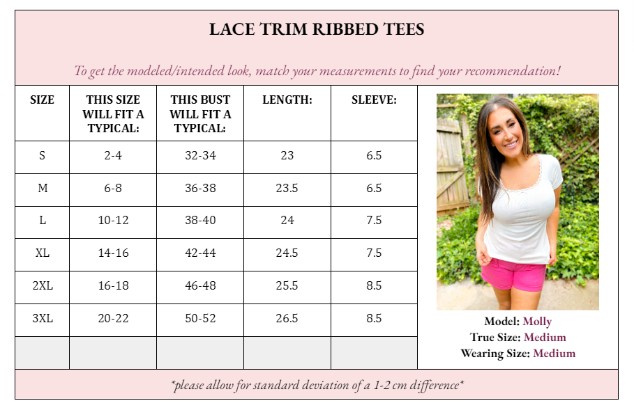 PRE - ORDER Lace Trim Forever Soft Ribbed Tee - ETA 5/31 - Girl Code Couture