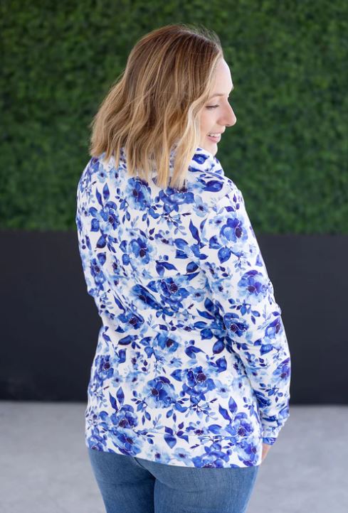 PREBOOK Soft Funnel Neck - Sapphire Floral
