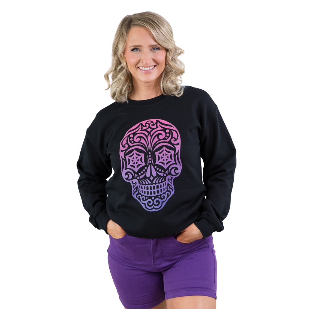 Magenta Sugar Skull Crewneck