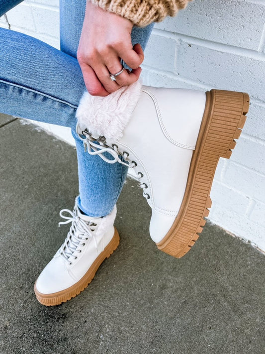 Jessi Lace Up Boot in Bone