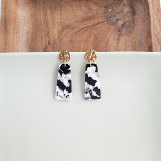 Mia Mini Earrings - Black & White