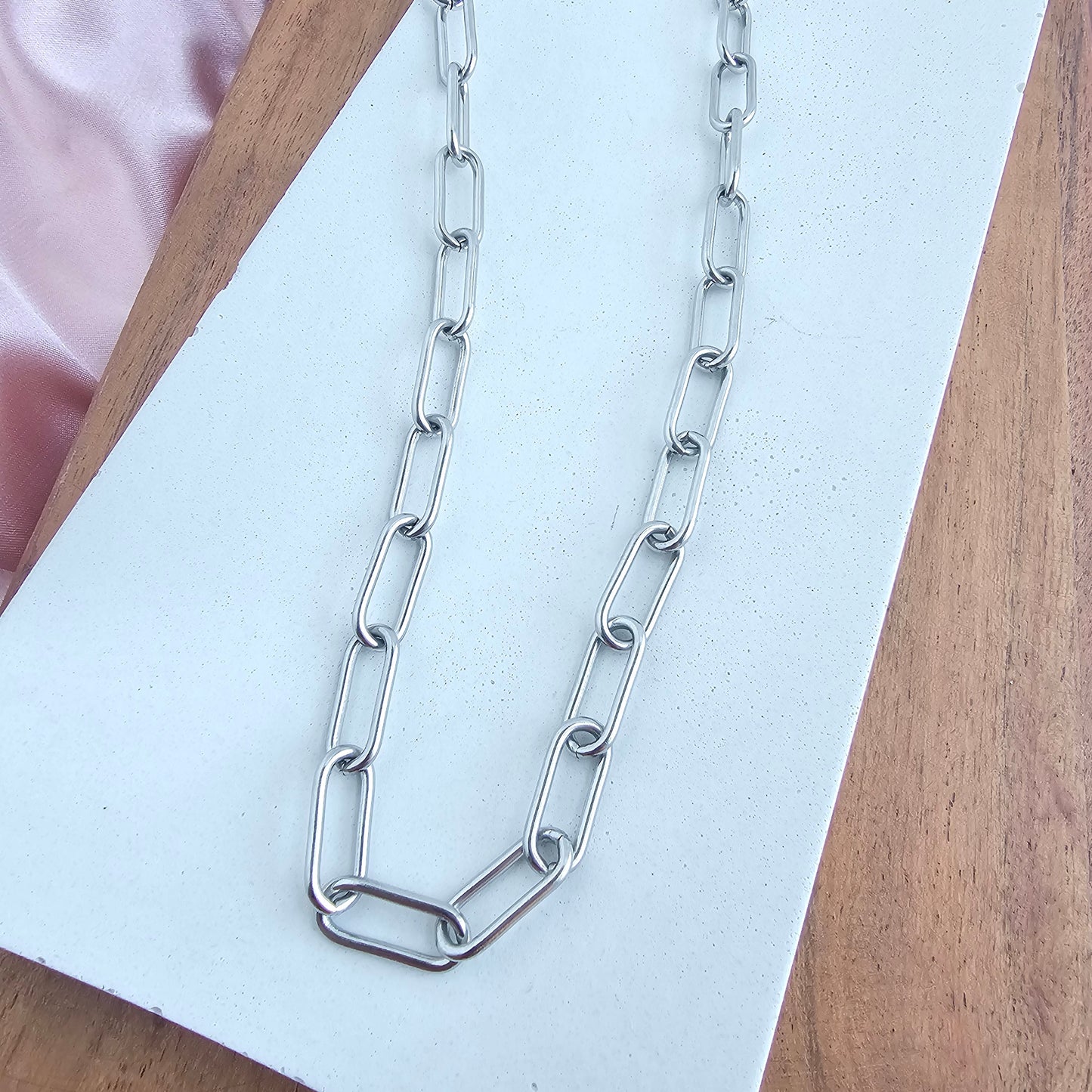 Luxe Silver Chunky Paper Clip Chain - 18"