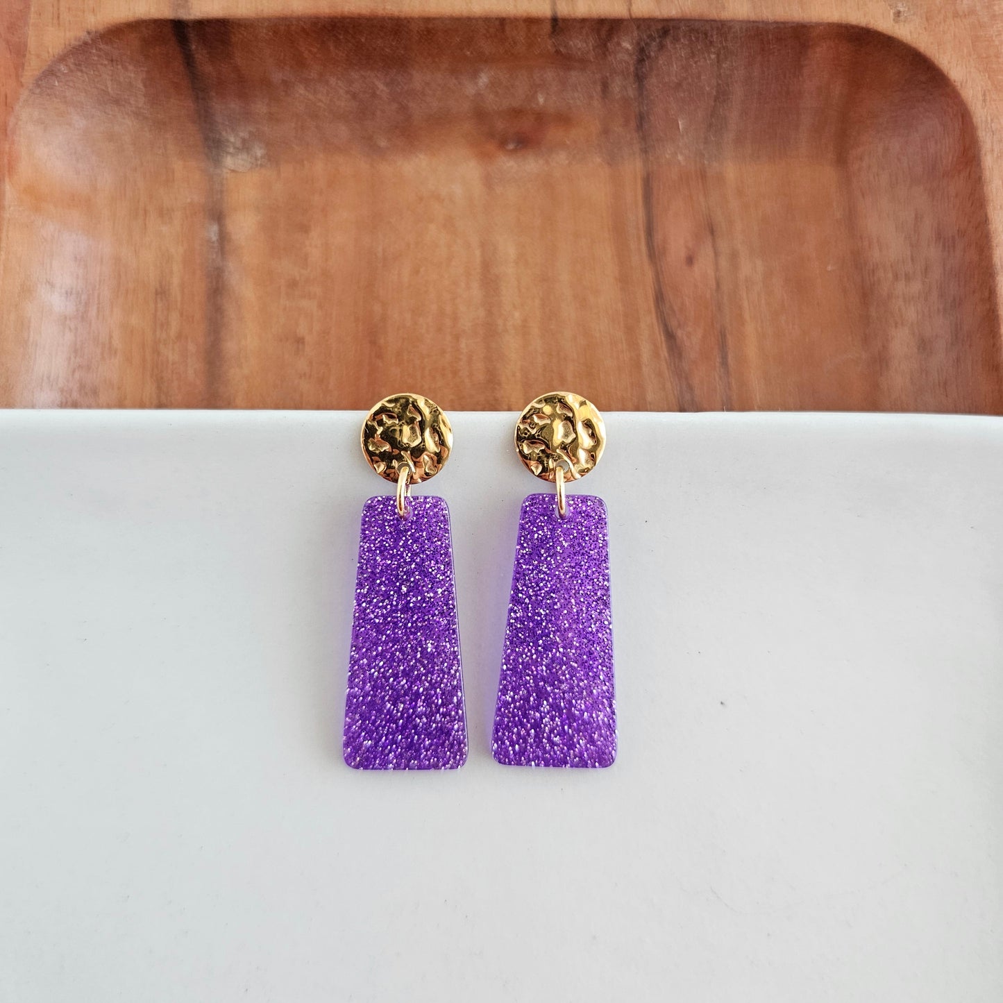 Mia Mini Earrings - Purple Glitter