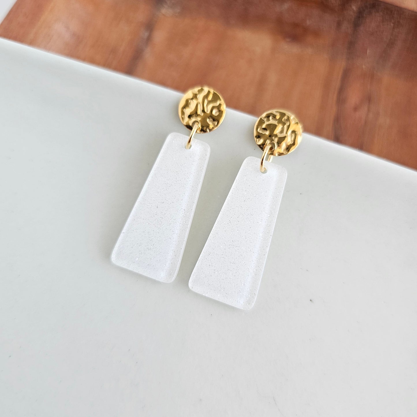 Mia Mini Earrings - White Glitter