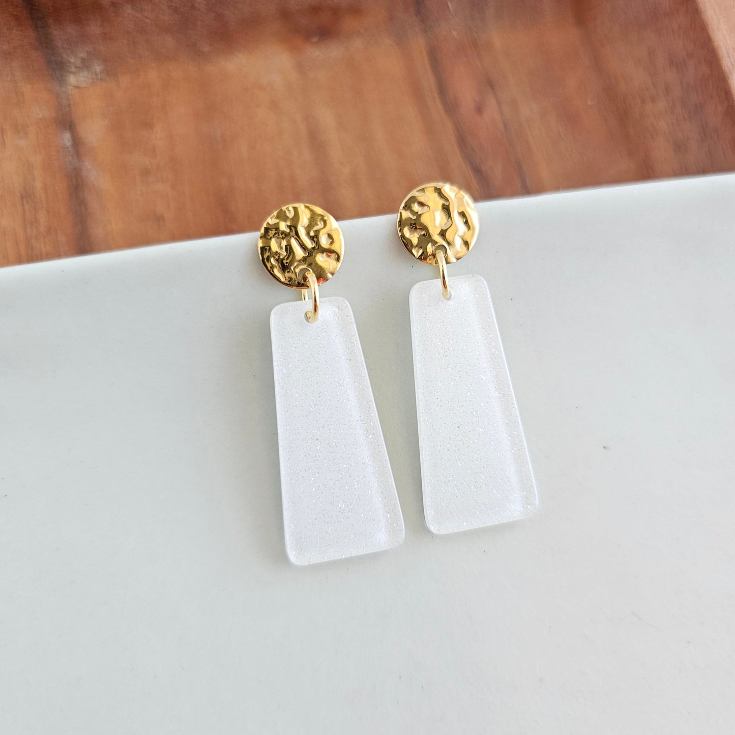 Mia Mini Earrings - White Glitter