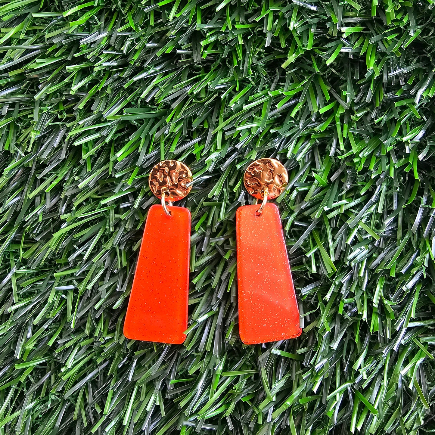 Mia Mini Earrings - Orange Glitter