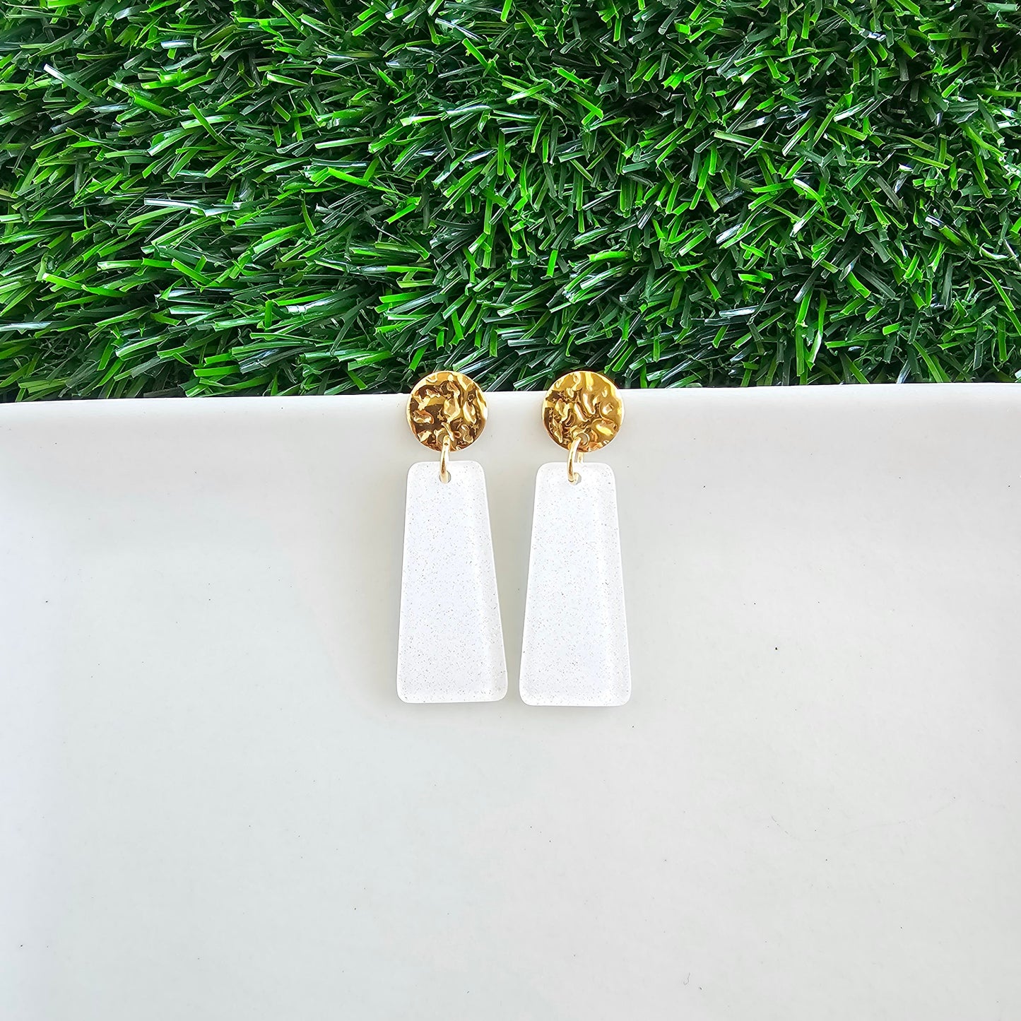 Mia Mini Earrings - White Glitter