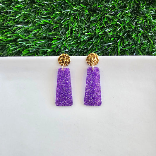 Mia Mini Earrings - Purple Glitter