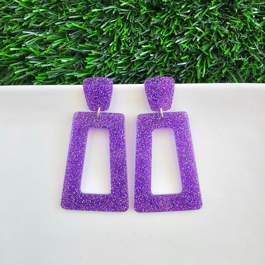 Avery Earrings - Purple Glitter