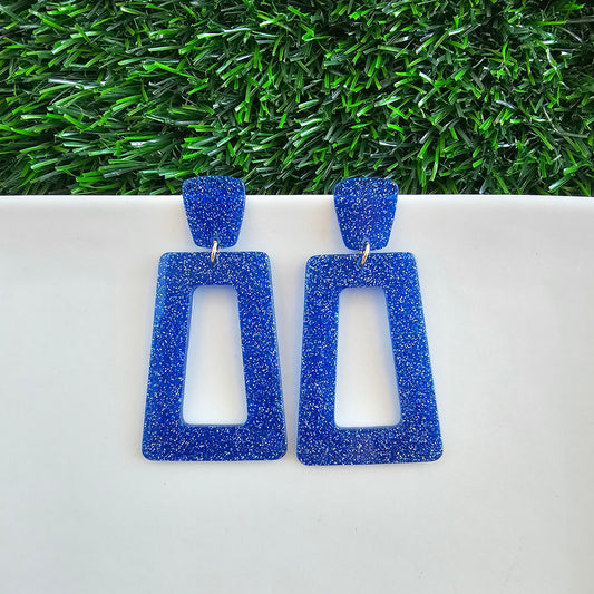 Avery Earrings - Blue Glitter