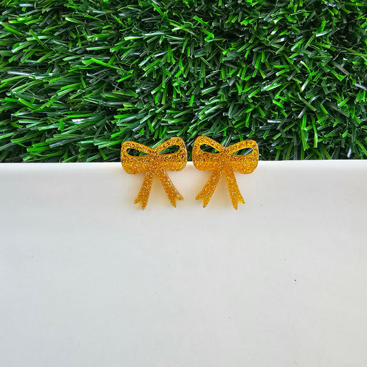 Bow Studs - Yellow Gold Glitter