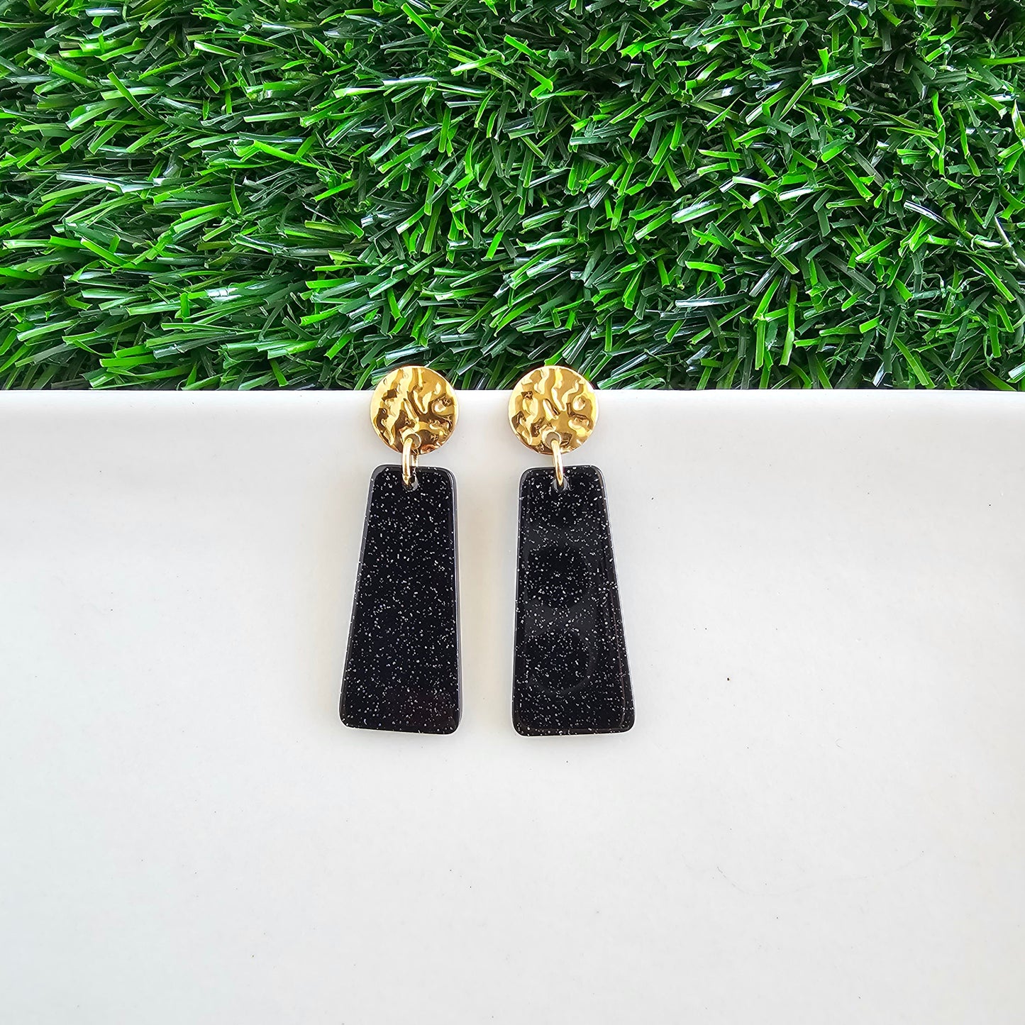 Mia Mini Earrings - Black Glitter