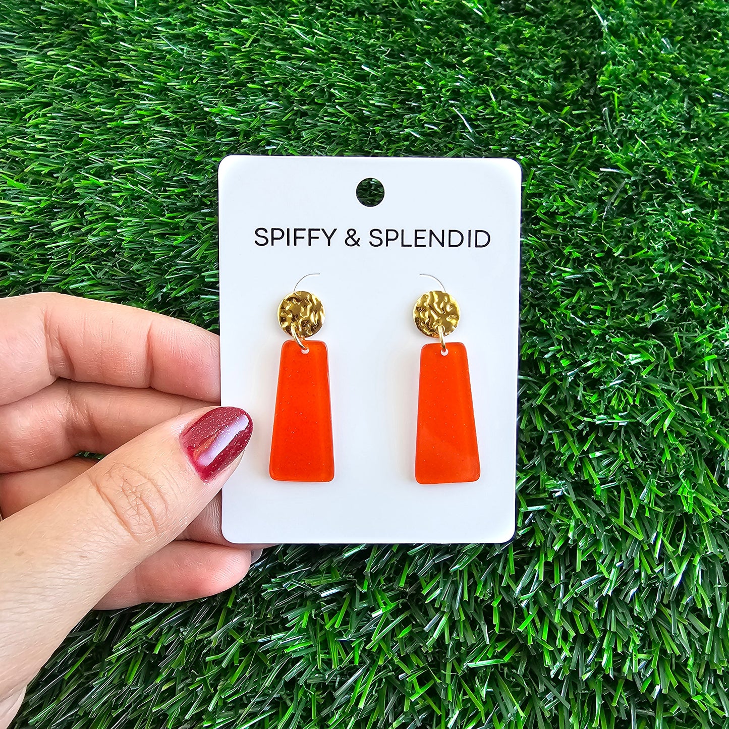 Mia Mini Earrings - Orange Glitter