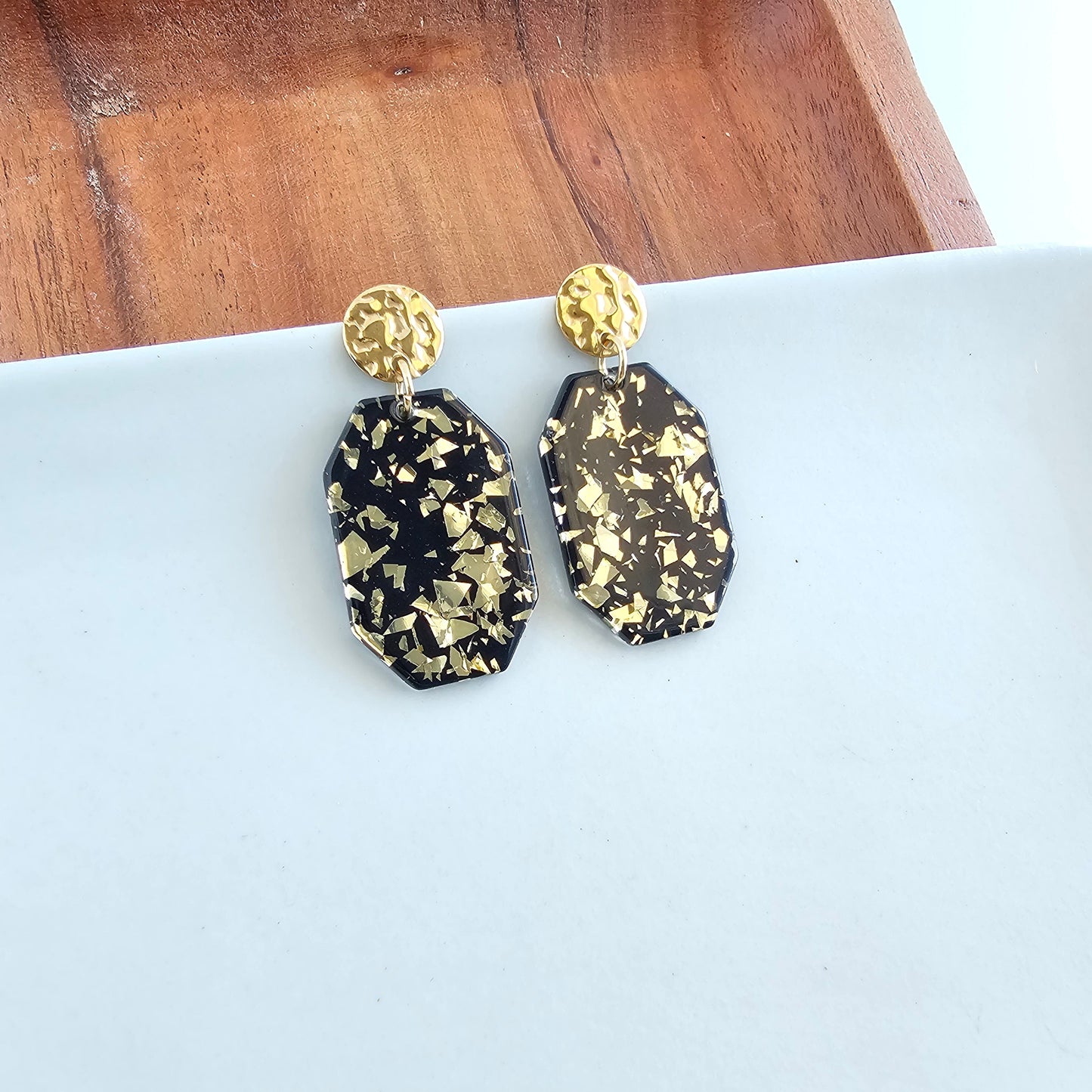 Lexi Earrings - Black Gold Flake