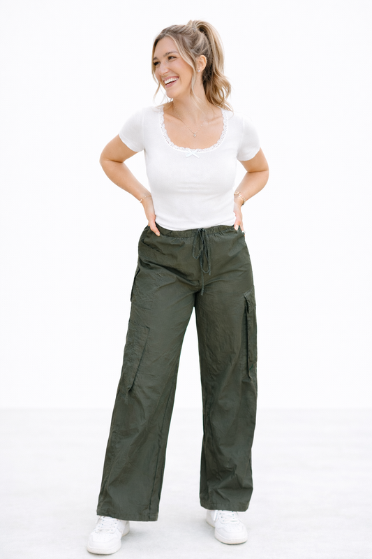 Archer Asymmetrical Pocket Wide Leg Cargos - Girl Code Couture