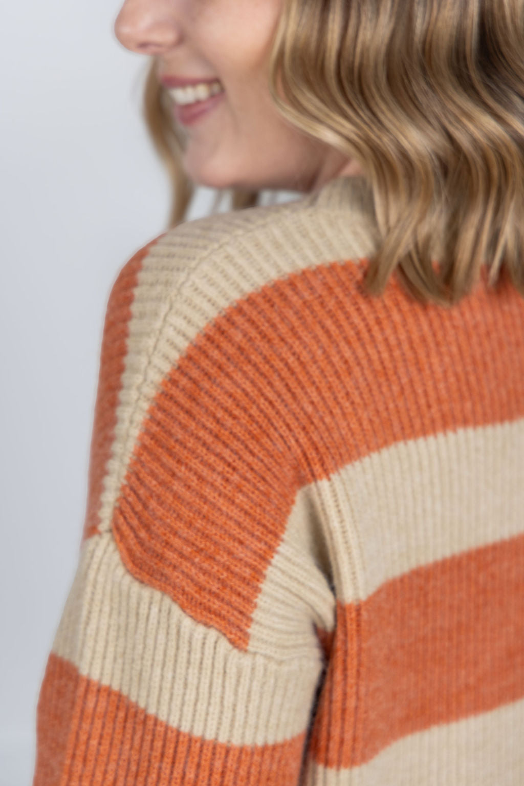 PREBOOK Tan and Pumpkin Stripe Sweater