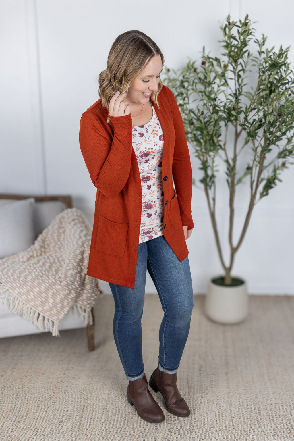 PREBOOK Cori Cardigan - Burnt Orange